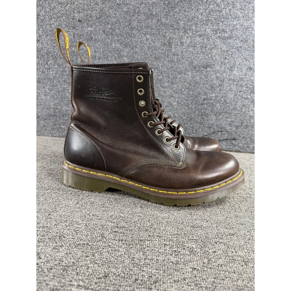 Dr Martens Boots Mens Size 10 Brown Leather Lace Up Combat Work Slip Resistant